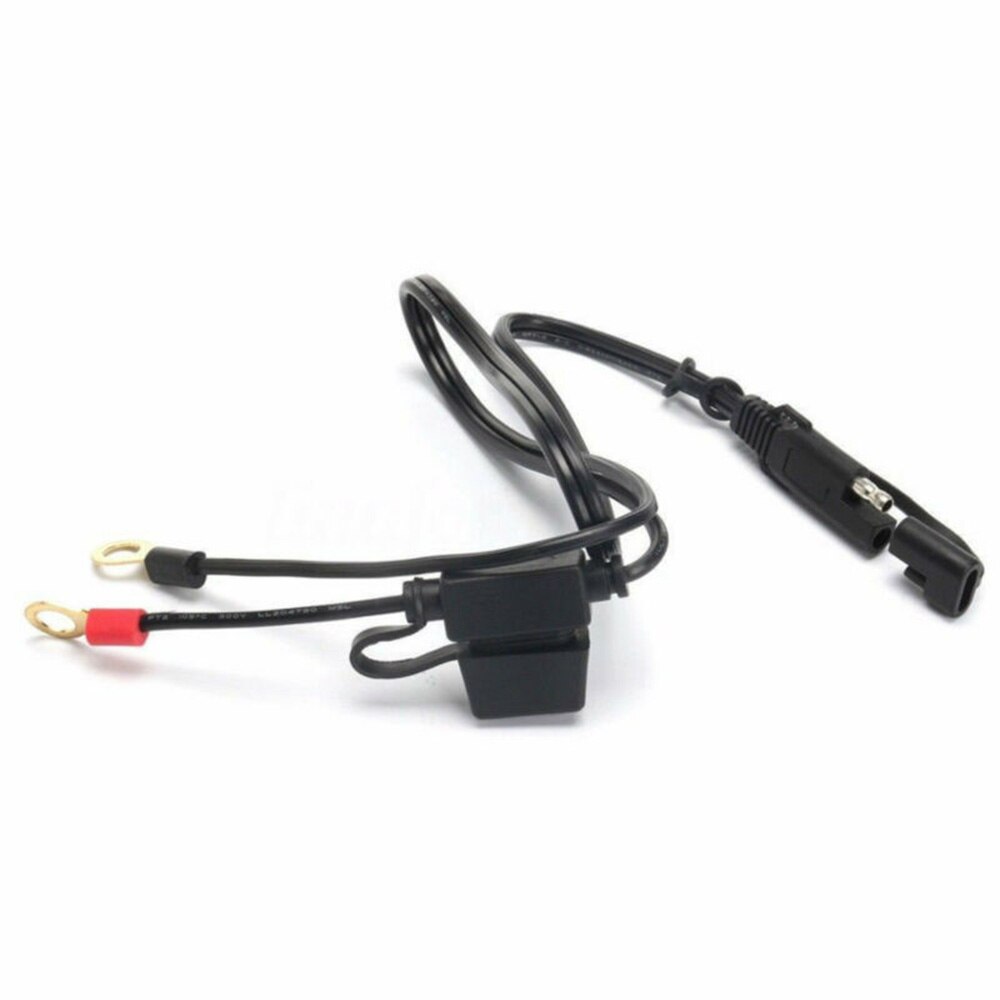 Motorcycle Battery Charger Cable Black 12-24V Adapter 10A Weatherproof