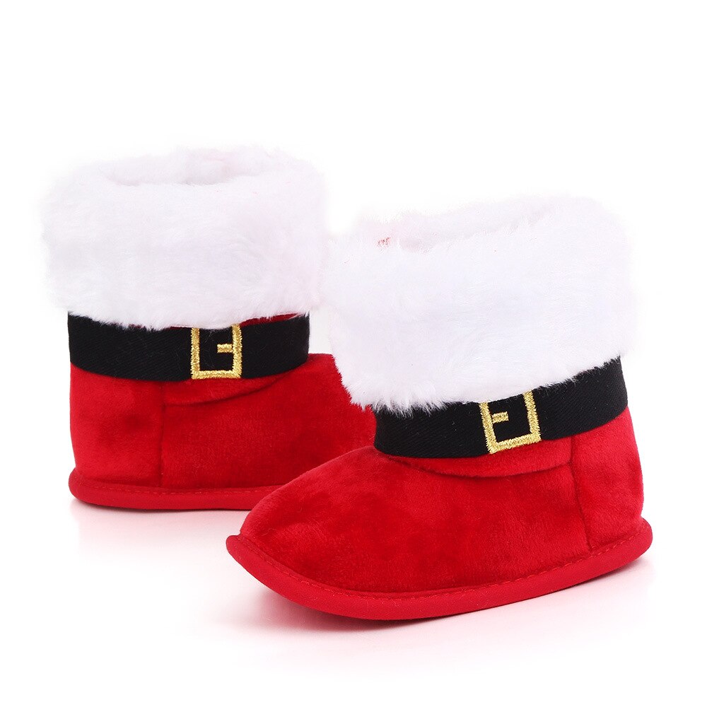 Baby Weihnachten Stiefel SchöNe Schneeflocke Santa Winter Warme Hausschuhe Anti-Unterhose Für Neugeborene 0-18M