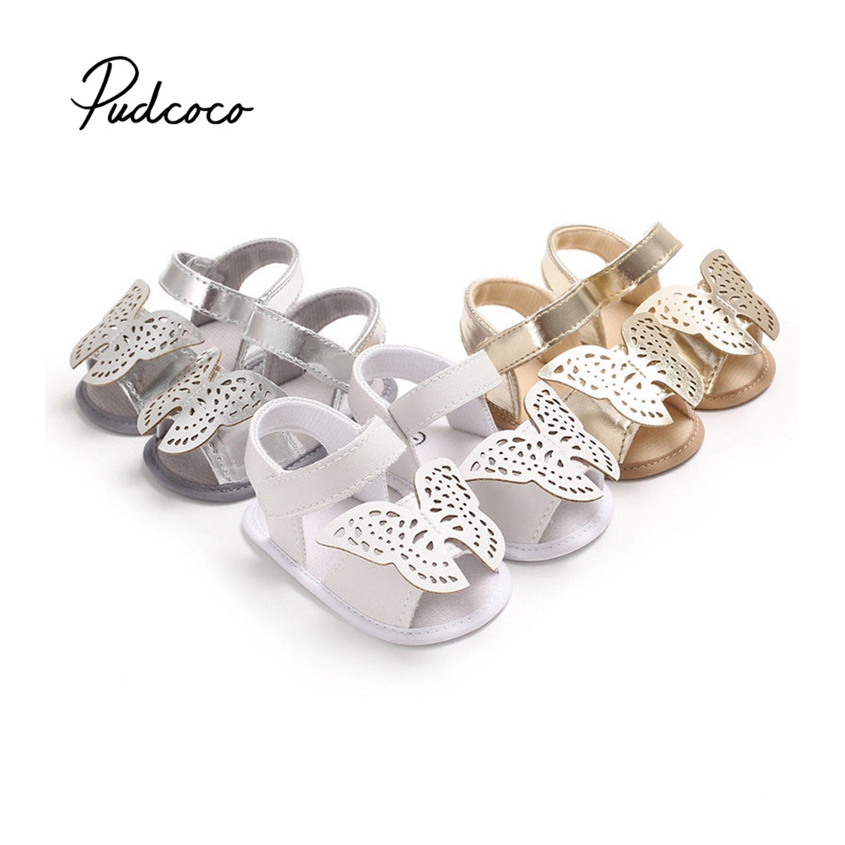 Pudcoco Newborn Baby Boys Girls Sandals Soft Sole Crib Shoes Cute Butterfly Summer Clogs