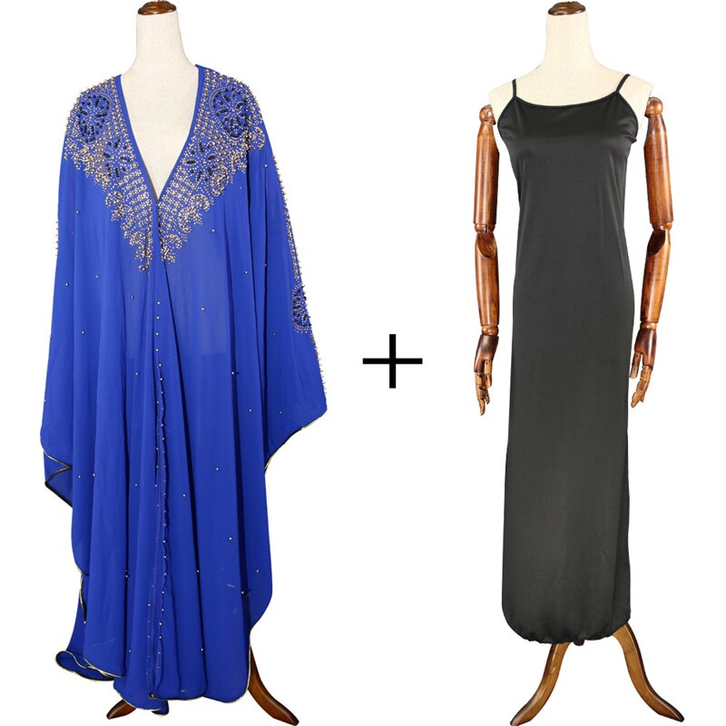 MD Super Size Chiffon Djellaba Dress Beading Embroidery Muslim Kimono Abaya Cardigan Dubai Turkish Kaftan Moroccan Boubou