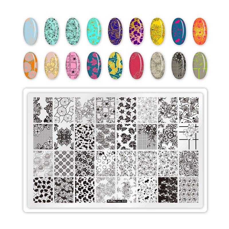 ANGNYA Square Dandelion Nail Stamping Plates Animal Patterns Stainless Steel Nail Art Stencil Tools Stamp Plate 9.5*14.5: ZJOYPLUS 45
