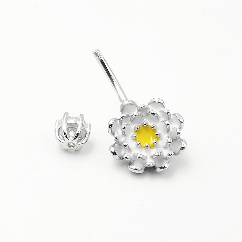 Piercing Belly Button 925 Sterling Zilveren Lotus Bloem Navel Piercings Sieraden Vrouwen Buik Ringen Body Decoraties