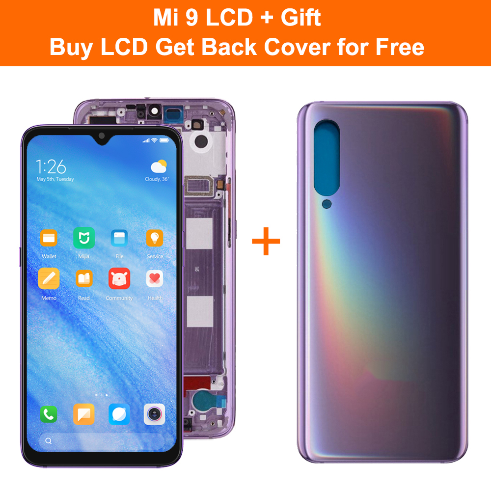 AMOLED For Xiaomi Mi 9 Mi9 LCD Display Touch Screen Digitizer Assembly With Frame For Xiaomi Mi9 M1902F1G Screen Replacement: Blue Lotus