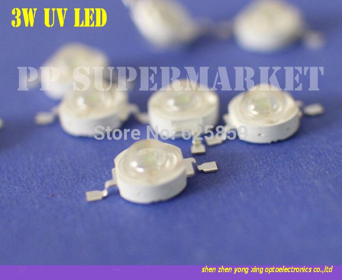 10 stks 3 w UV ultraviolet 395-400nm high power LED 3 watt paars Licht
