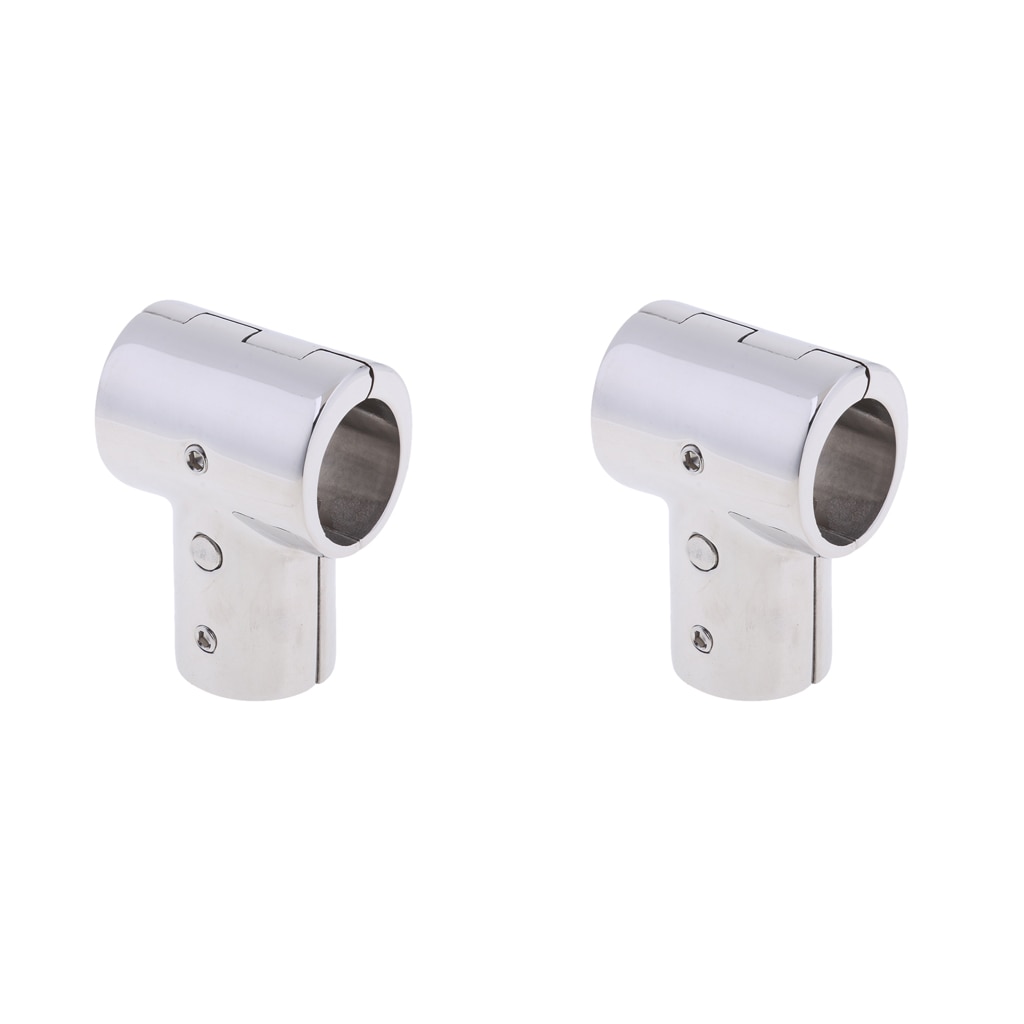 2 Pack 316 Stainless Steel Boat Marine Handrail 90 Degree T/Tee Fitting Rail Connector Split for 1 inch 25mm Tube