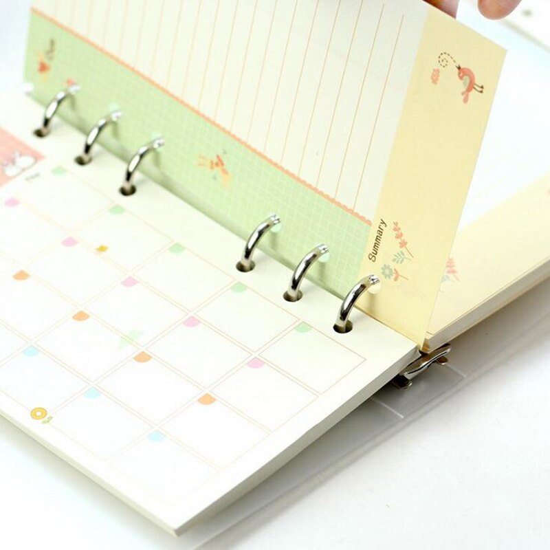A5/A6 6 Holes Office Buckle Notebook Filler Paper Spiral Inner Pages Chancery Weekly Monthly Planner Memo Schedule Student Notes