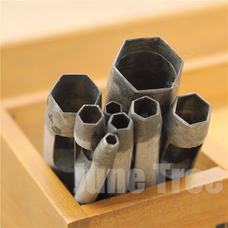 Junetree DIY leather punch hexagon leather tools 4mm to 20mm shaped flower diamond punch tricks Handicraft Puncher Leather Punch