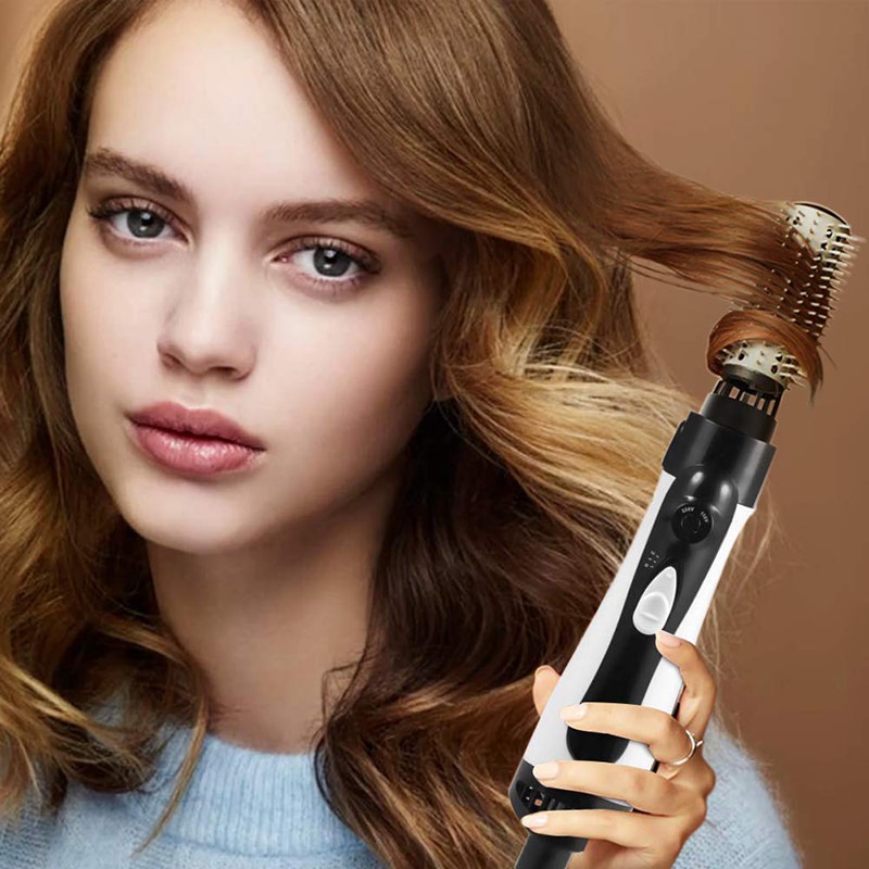 Hair Dryer Brush 2 In 1 Electric Blow Dryer Comb Hair Curling Wand Detachable Brush Kit Negative Ion Straightener Hair Curler