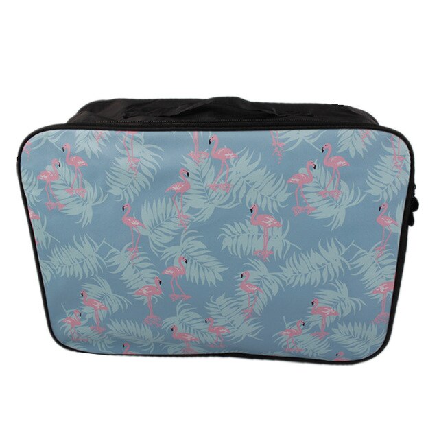 Bolso para cosméticos con caricaturas para mujer, estuches de maquillaje portátil, gran capacidad, almacenamiento de artículos de aseo, bolso organizador de maquillaje, bolsa de viaje,: Blue flamingo S