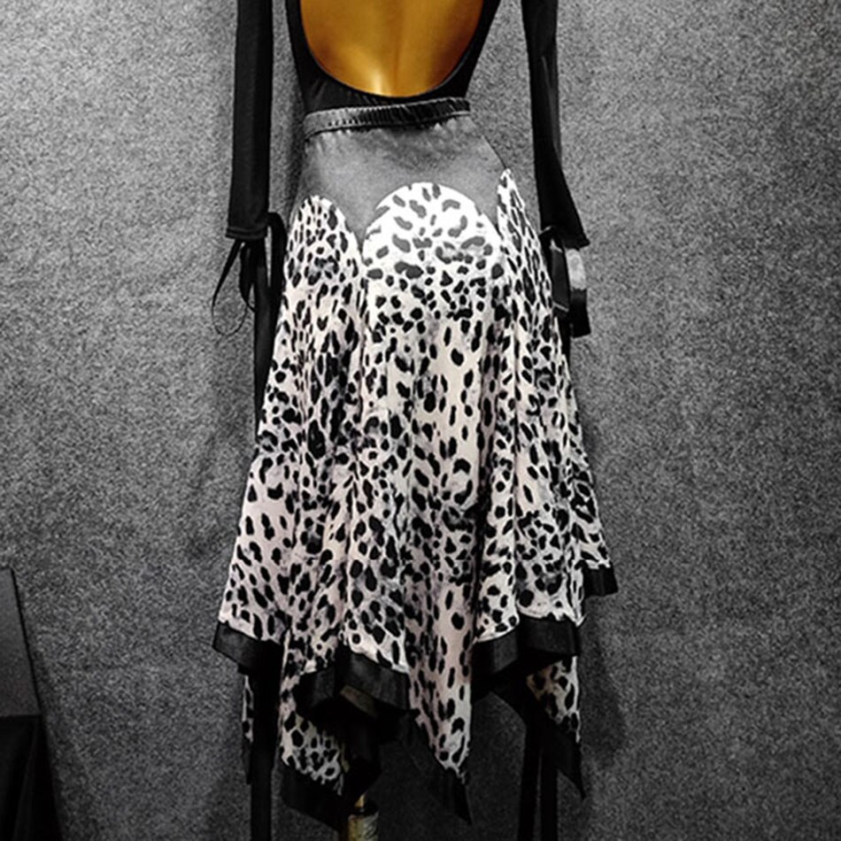 Latin Dance Dress Women Leopard Latin Dance Skirt for Ballroom Samba Tango Chacha Belly Dancing Performamnce LP483