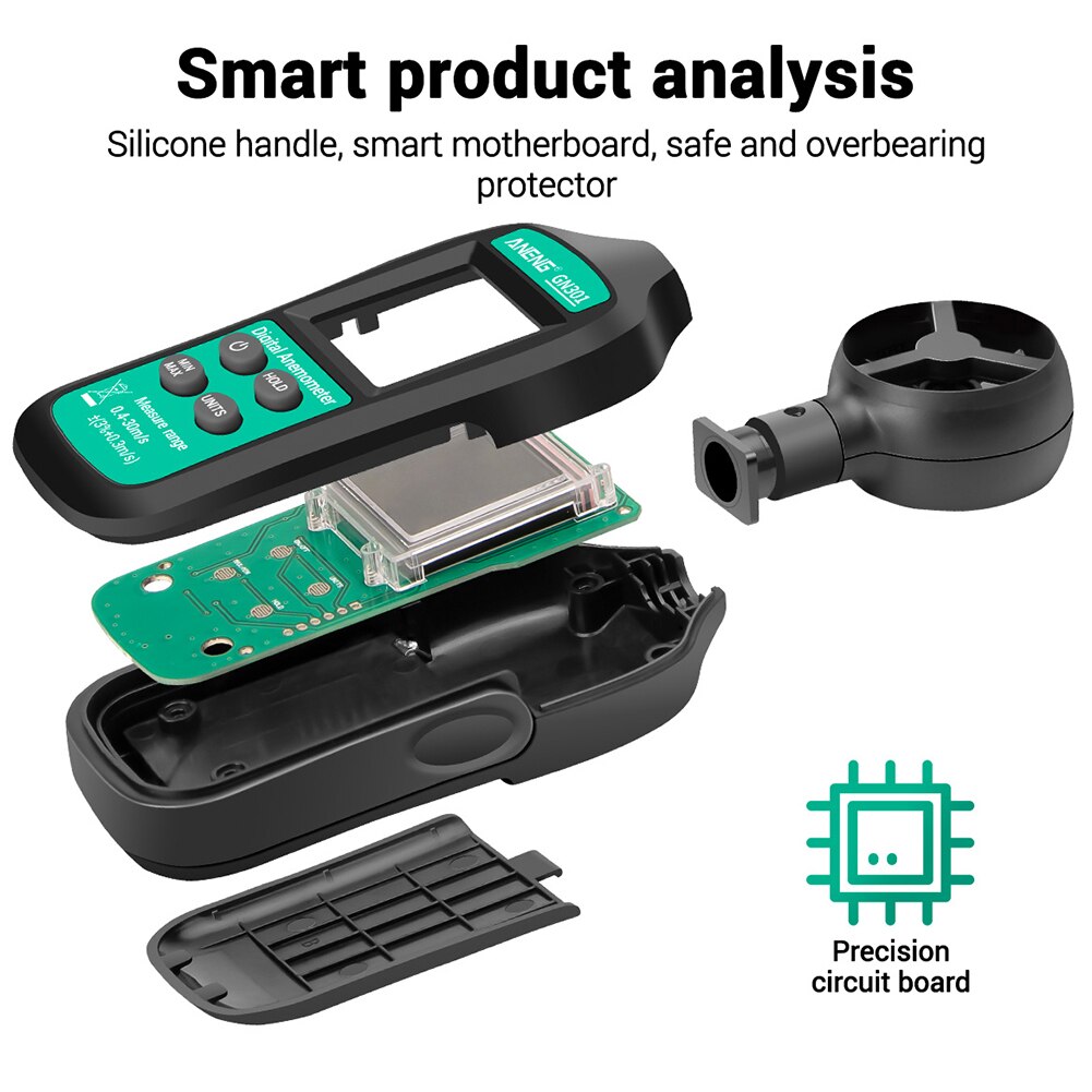 Anemómetro Digital portátil, anemómetro de temperatura, pantalla de retroiluminación LCD, herramienta de medida de precisión,
