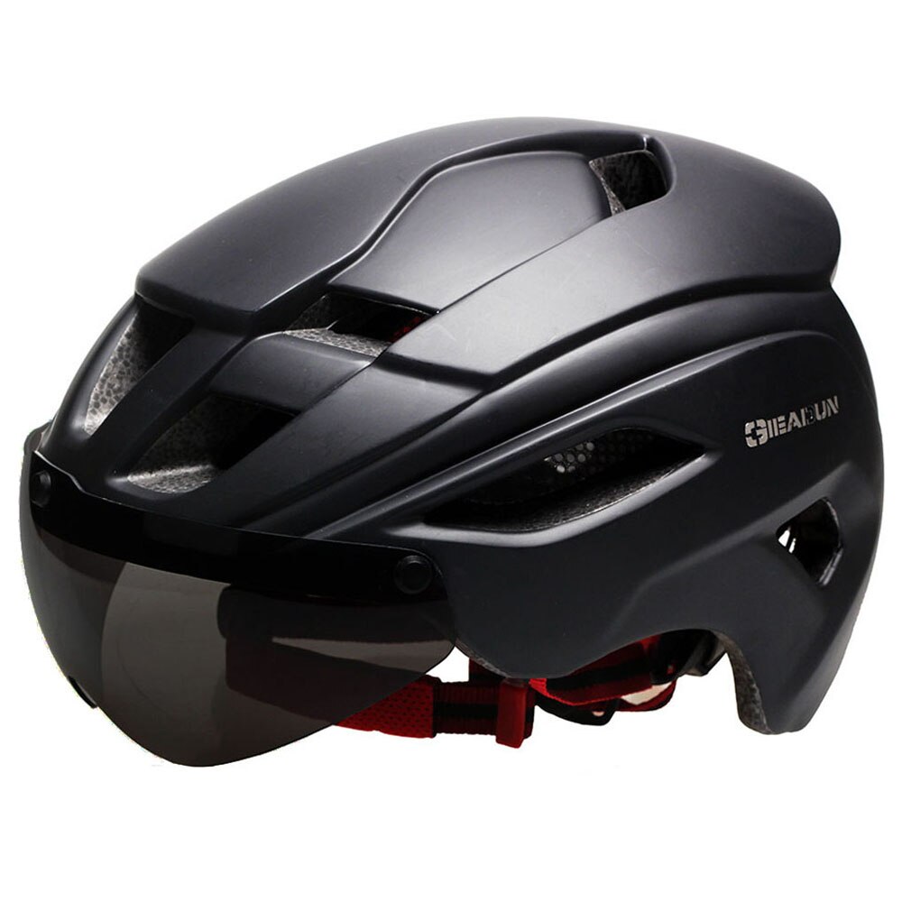 Bicycle Helmets Matte Black Men Women Bike Helmet Mountain Road Bike Integrally Molded Cycling Helmets Lenses: 01