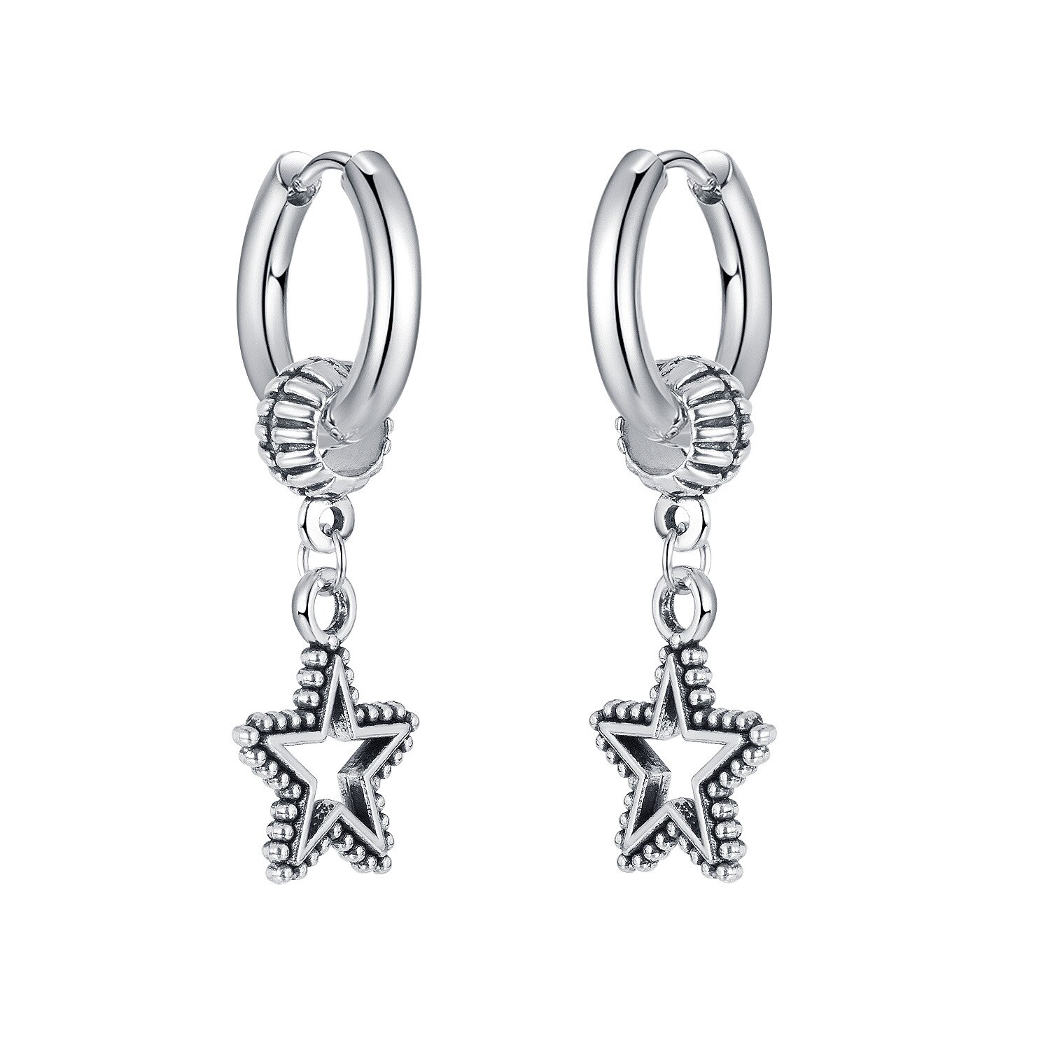 Hip-Hop Wing Tapered Nails Long Tassel Dangle Earrings Stainless Steel Star Punk Earring for Men Cool Jewelry: Style 4