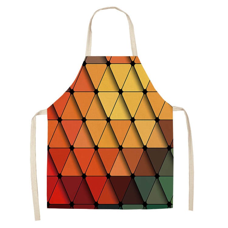 1 stuk regenboogkleurige geometrische keukenschort voor vrouwen katoenen linnen slabbetje huishoudelijke schoonmaakschort kookschort 53*65cm q0001: J
