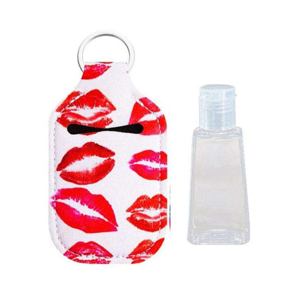 Hand Sanitizer Travel Bottle with leather case Refillable Containers 30ml Flip Cap Reusable empty bottles with Keychain Carrier: G