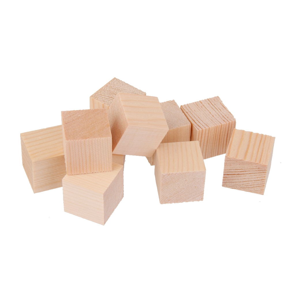 10 Stuks Natuurlijke Houten Vierkante Blokjes Hout Blok Versiering Voor Ambachtelijke 25x25mm