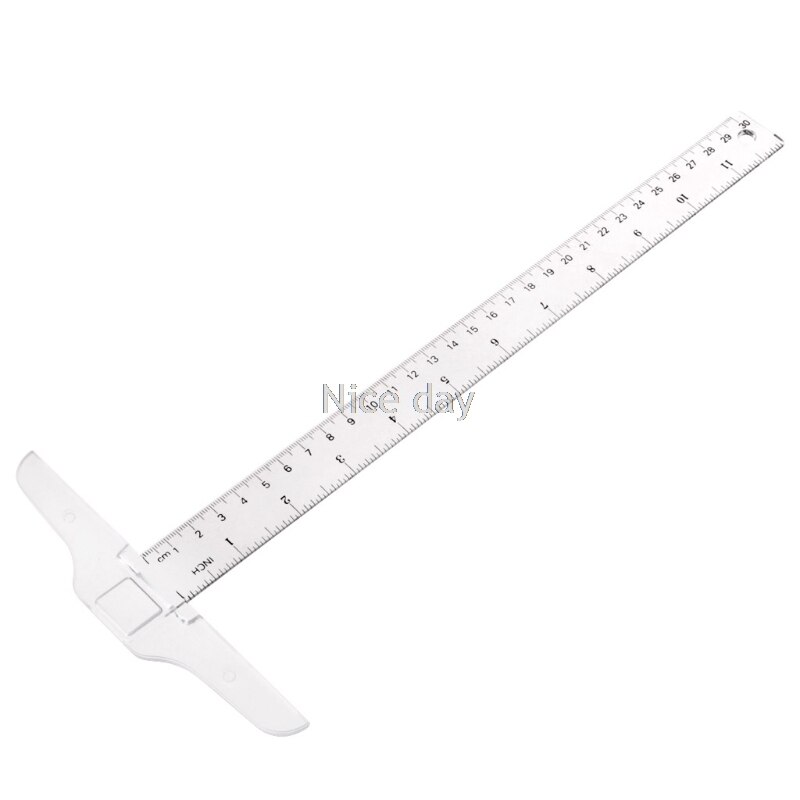 Regla métrica cuadrada en T de plástico de 30cm/12 pulgadas, herramienta de medición de escala de doble cara F14 20,