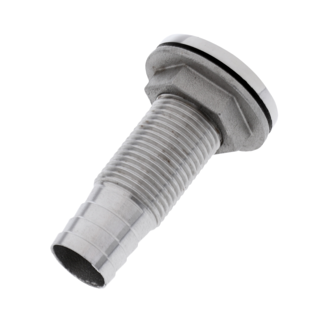 Stainless Steel Boat Thru Hull Fitting Drain Connector for 16mm Hose Barb