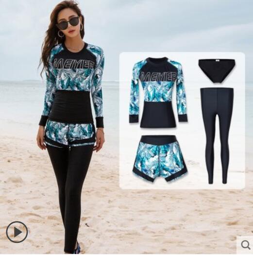 Modest burkini muslim swimwear womens full body swimsuit 4 Pieces islamic beachwear long sleeve bathing suit female: 2001 / XXL