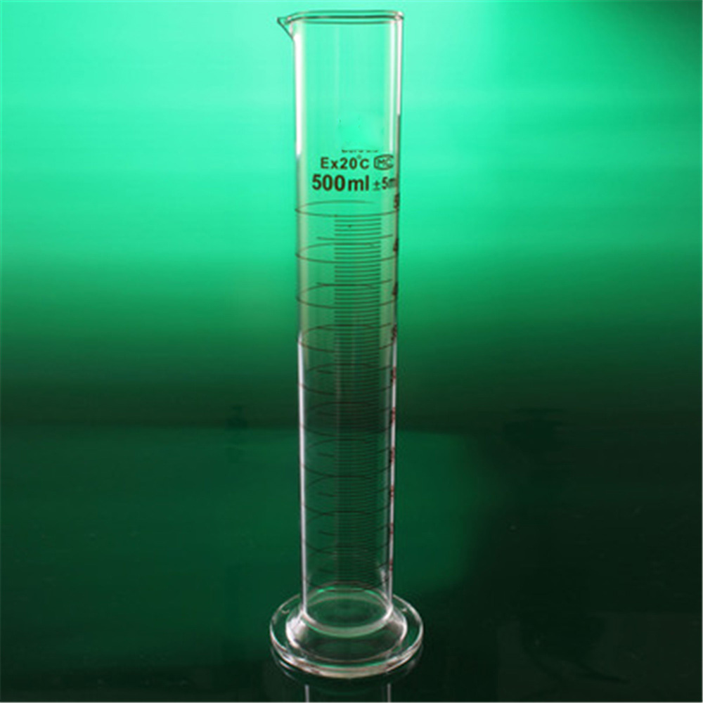 En klasse laboratorie 500ml målecylinder med skala høj borosilikat 3.3 glas målebæger lab forsyninger