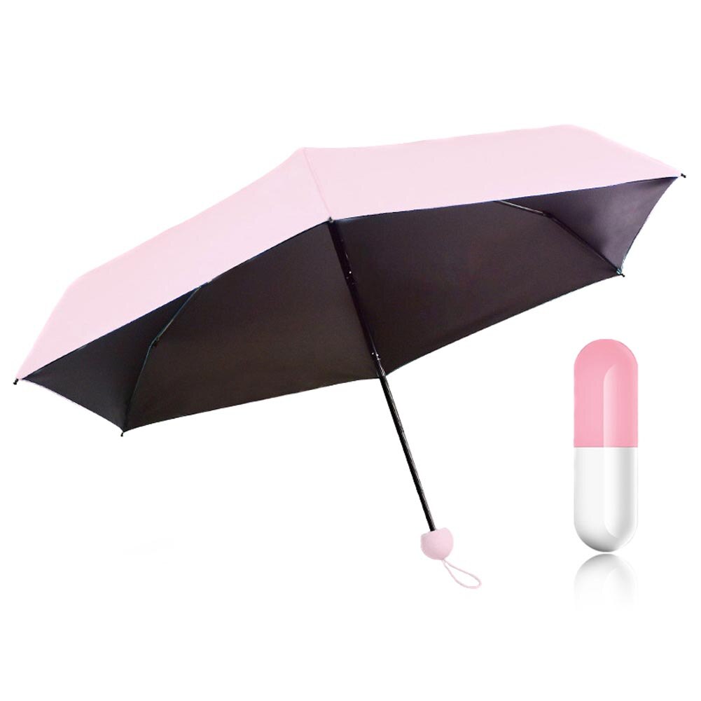 Mini Vouwen Capsule Kleine Paraplu Vijf Botten Parasol Schaduw Paraplu Regen Anti-Uv Draagbare Reizen Paraplu Zonnige Regenachtige Dag-35: Roze