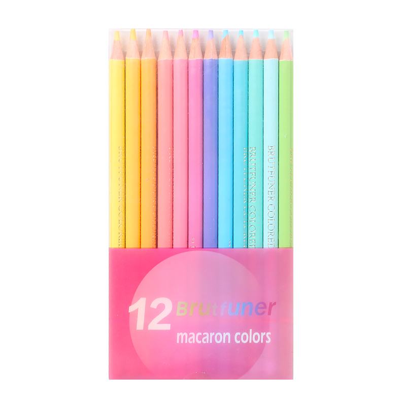 Brutfuner 12/48/72/120/160/180/260 Colors Oil Colored Pencils Set Drawing Sketch Colour Pencil For School Student Art Supplies: 12 Macaron Colors