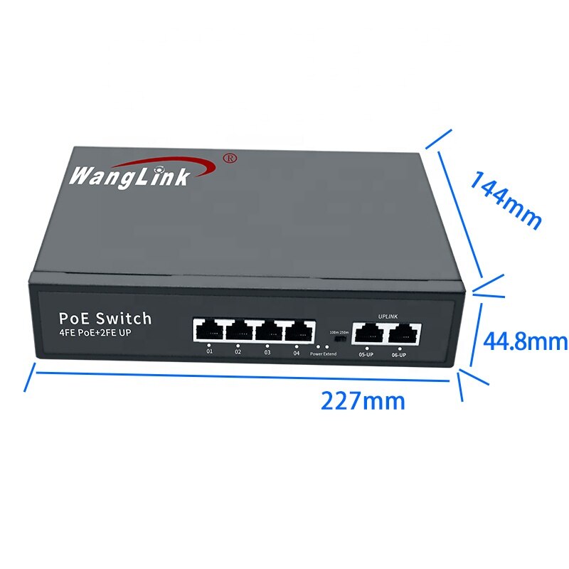 Wanglink 4 port POE switch 48v Network Switch 10/100mbps Power65W/96W fast poe switch Built-in power supply