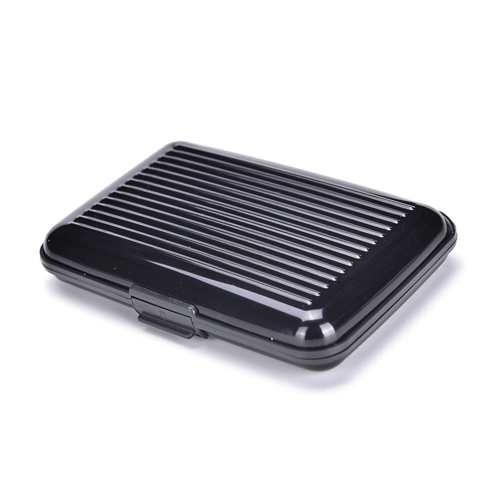 Tarjetero de Metal brillante para hombre y mujer, caja de almacenamiento de aluminio/pu, impermeable, para tarjeta de crédito e identificación: Black