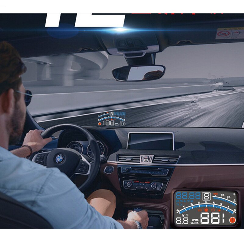 4E 5,5 "coche HUD pantalla frontal para coche OBD2 II EUOBD sistema de advertencia de exceso de velocidad proyector parabrisas de voltaje electrónico de alarma