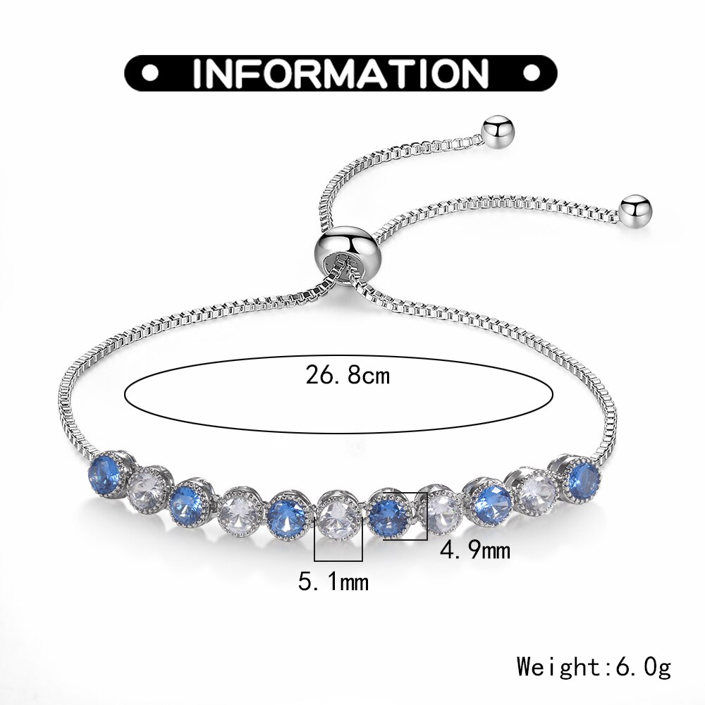 Women The Summer Blue White Color Austrian Royal Blue Bracelets Women Jewelry Round Cz Bracelet