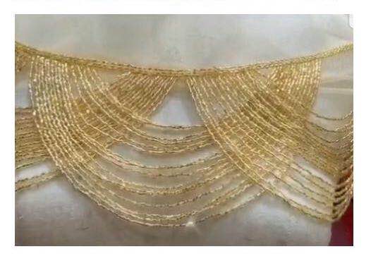 Collar dorado con flecos de cuentas hecho a mano, adorno de borlas de encaje hecho a mano para vestido de novia de boda SGTM96