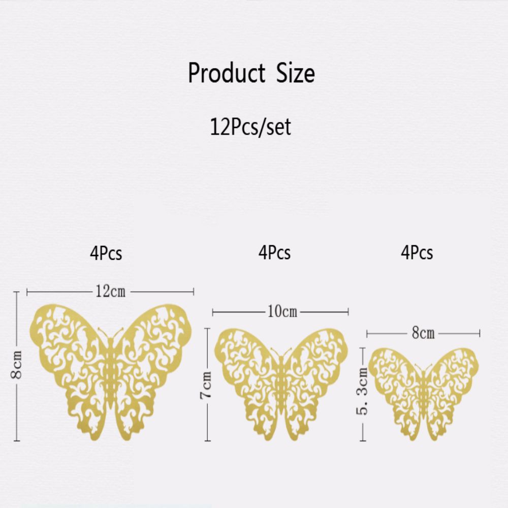 12 Stks/set 3d Holle Vlinder Muurstickers Diy Vlinders Kunst Wanddecoratie Bruiloft Festival Behang Huisdecoratie