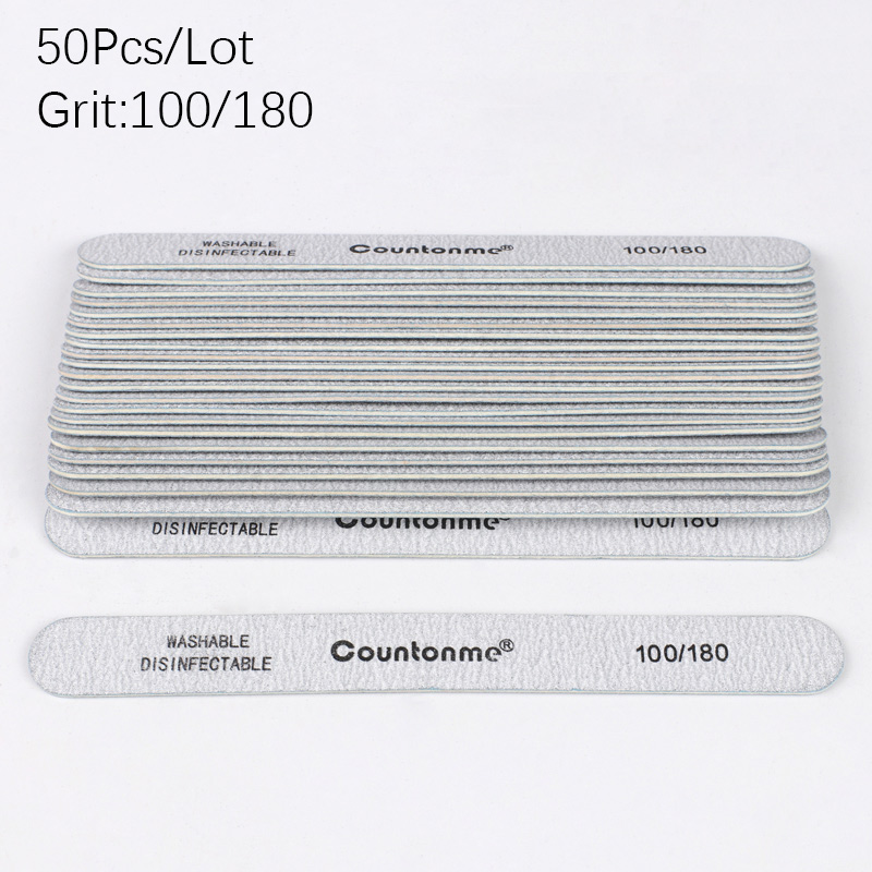 50Pcs/100Pcs Straight Wood Nail Files Double Sided Thick Stick 100/180/240 Sandpaper Grinding Buffer Nail Accessoires Salon Tool: 50Pcs 100-180 Grit