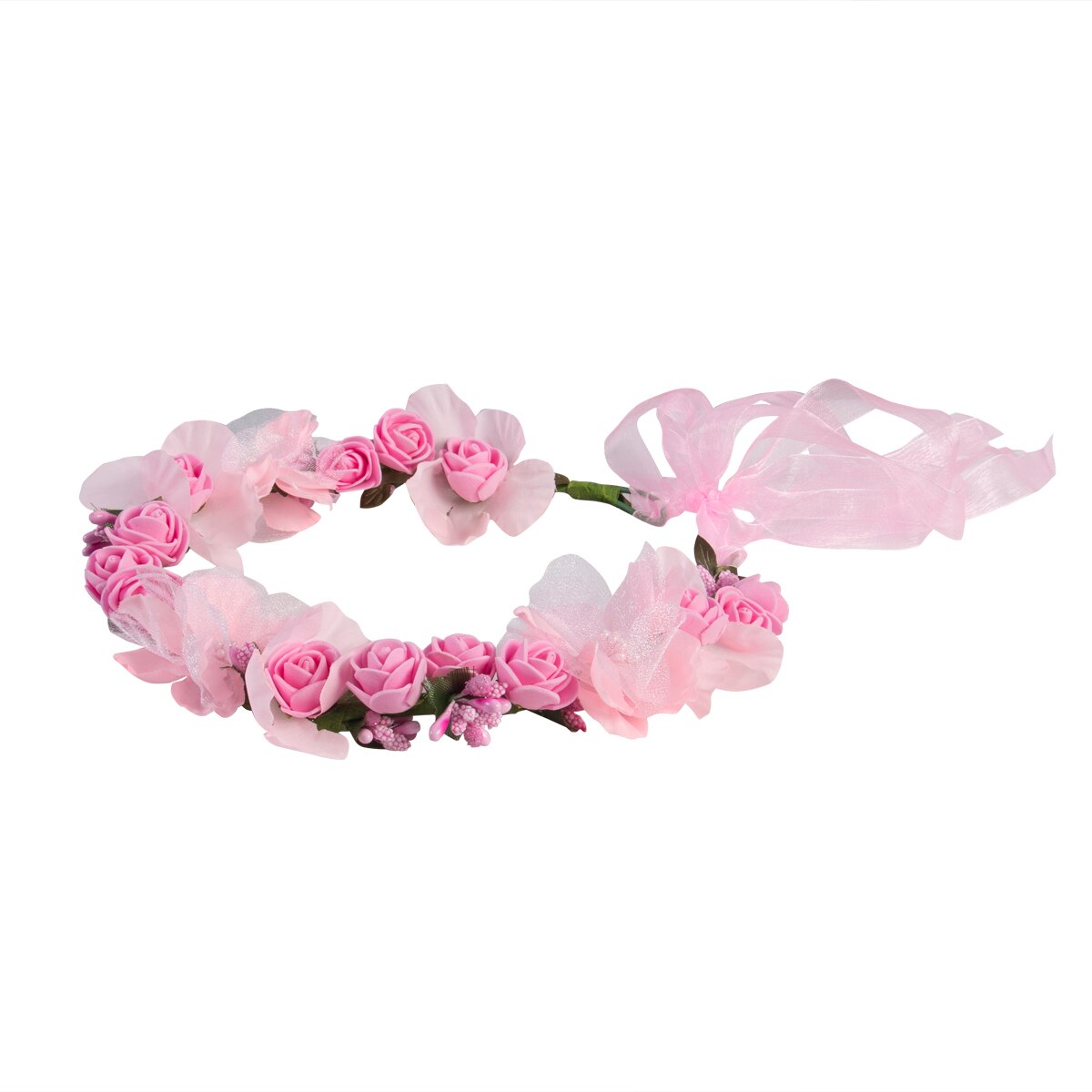 Kerst Vrouwen Wedding Boho Bloem Haar Krans Kroon Hoofdband Bloemen Krans Xmas Haarband: Roze