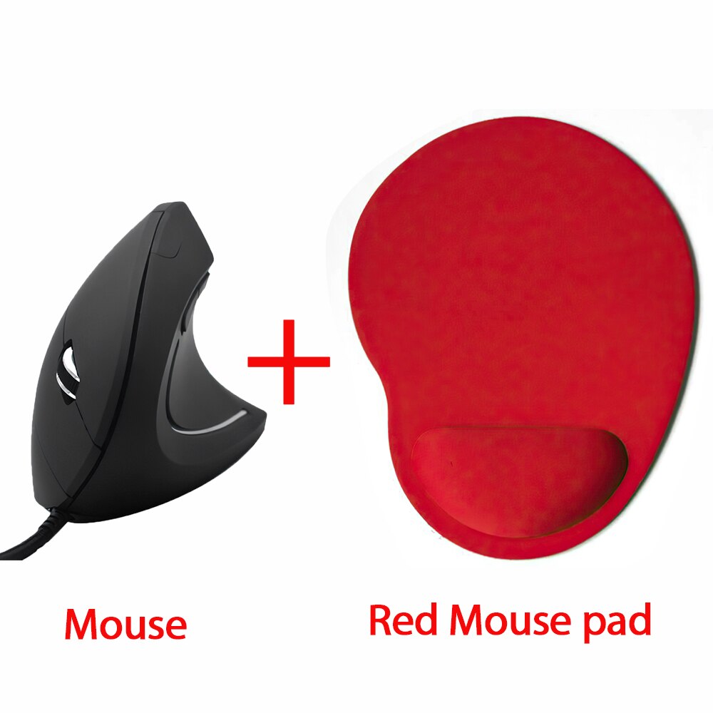 Ergonomic Vertical Mouse USB Plug Wired Right Hand Computer Gaming Mice 1.8m linelength Optical Mouse Gamer Mouse For Laptop PC: Mouse and Red pad