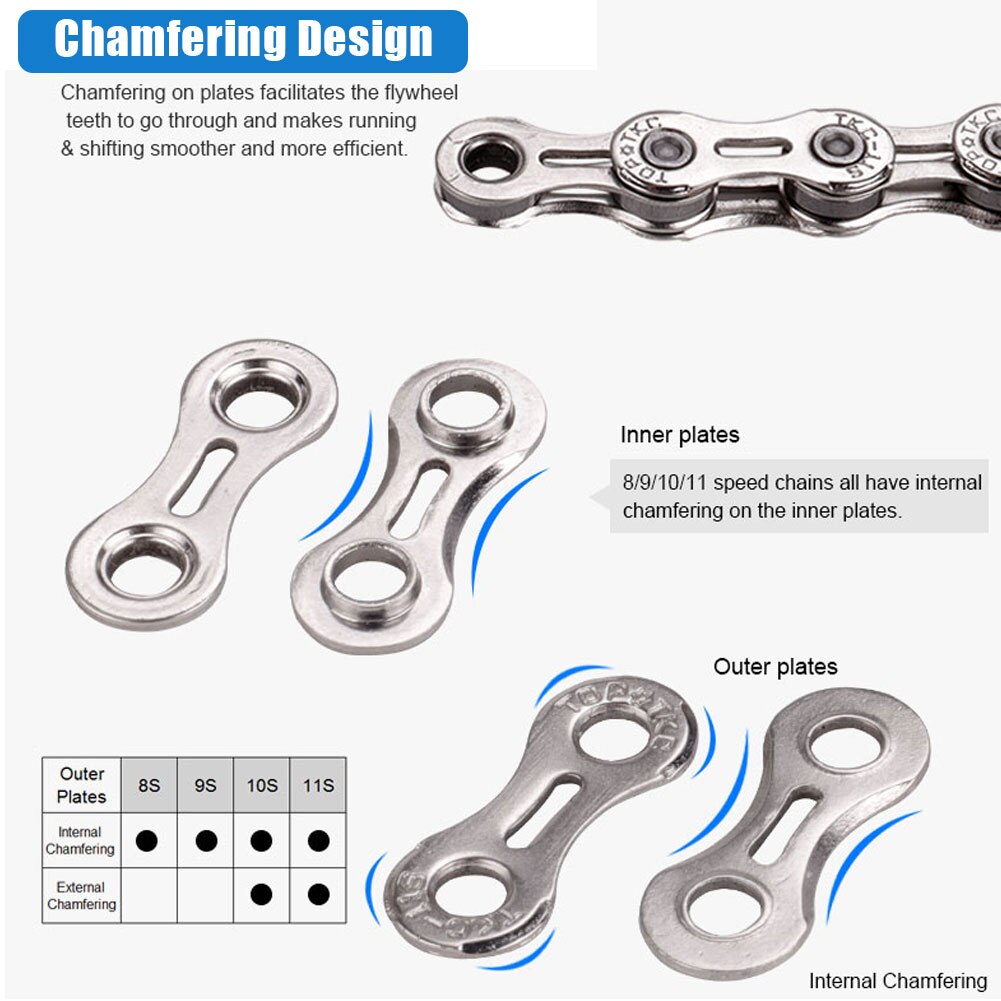 Road Bike MTB Bicycle Chain 8/ 9/10 /11 Speed Hollow Ultra Light Chain Bicycle General Chain Variable Speed Half Hollow Chains