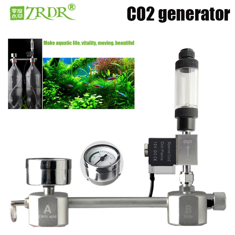 Zrdr Aquarium Diy CO2 Generator Systeem Kit CO2 Generator, Bubble Counter Diffuser Met Magneetventiel, voor/Aquatische Plantengroei