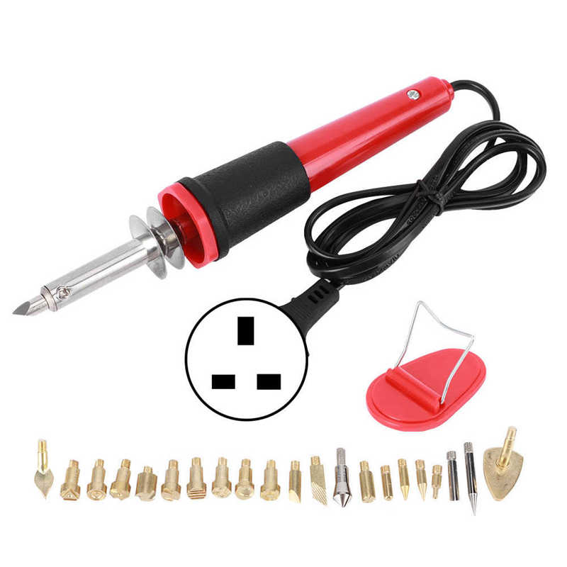 Testing Equipment Battery Capacity Tester Electric Soldering Iron Set Wood Burning Pen Engraving Carving Pyrography Tool 30W: AC230V British plug