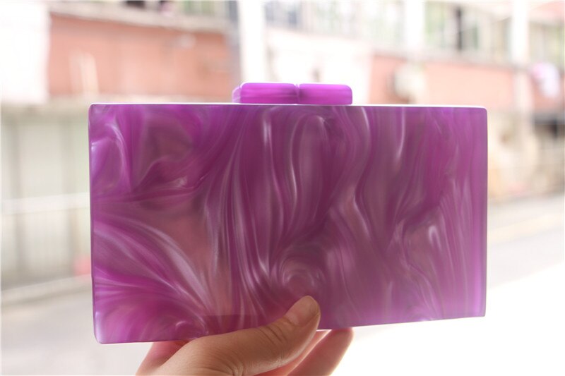 Perła marmuru fioletowy lustro wewnątrz akrylowe zapięcie kobiety ramię torebka impreza plaża lato dziewczyna pani wieczór skrzynka dzień sprzęgła