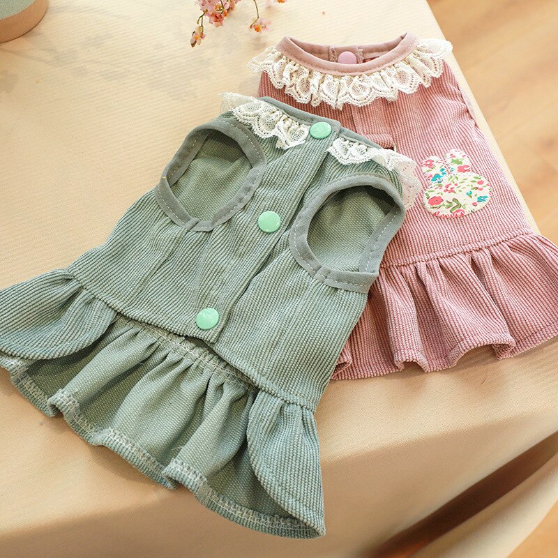 Rabbit Print Pet Clothes Lace Dog Dress For Dogs Skirt Dog Wedding Dresses Spring Clothes For Dogs Pet Cat Dress Yorkshire Pug