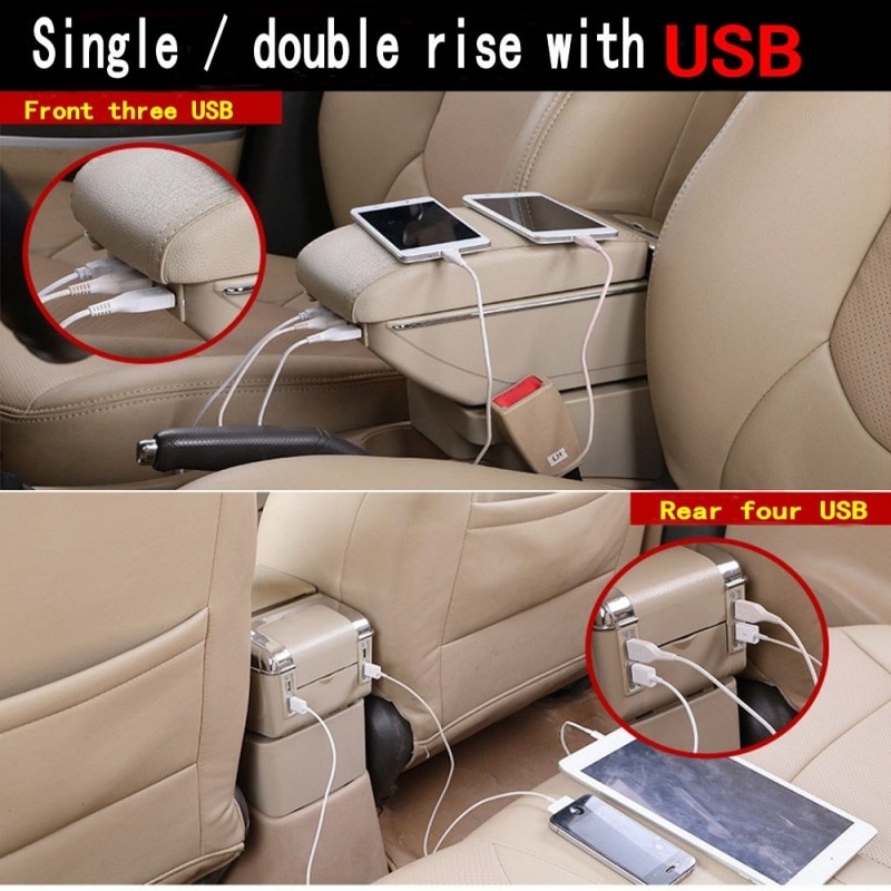 Accoudoir avec porte-gobelet et cendrier USB, boîte de rangement centrale pour Seat Ibiza