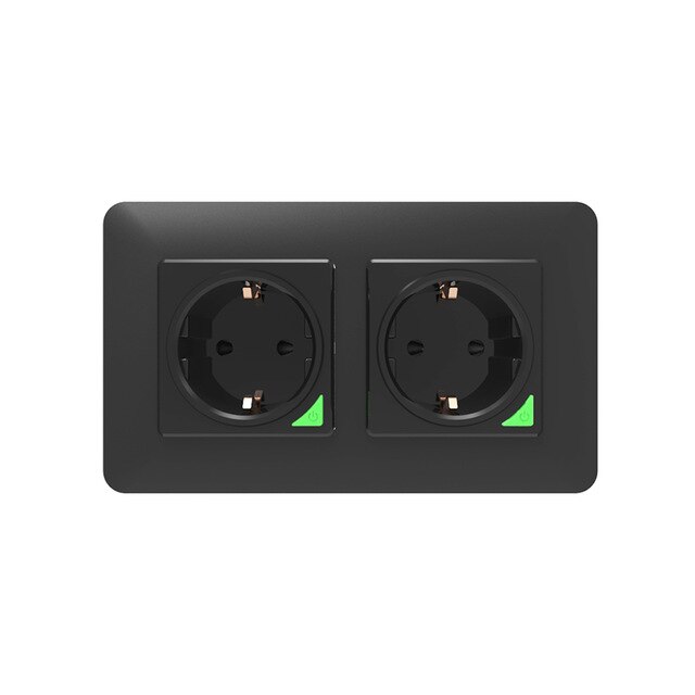 Avatto wifi dubbel eu standarduttag, tuya smart life app röst fjärrkontroll 16a wifi strömkontakt fungerar med google home alexa: 2 uttag svart