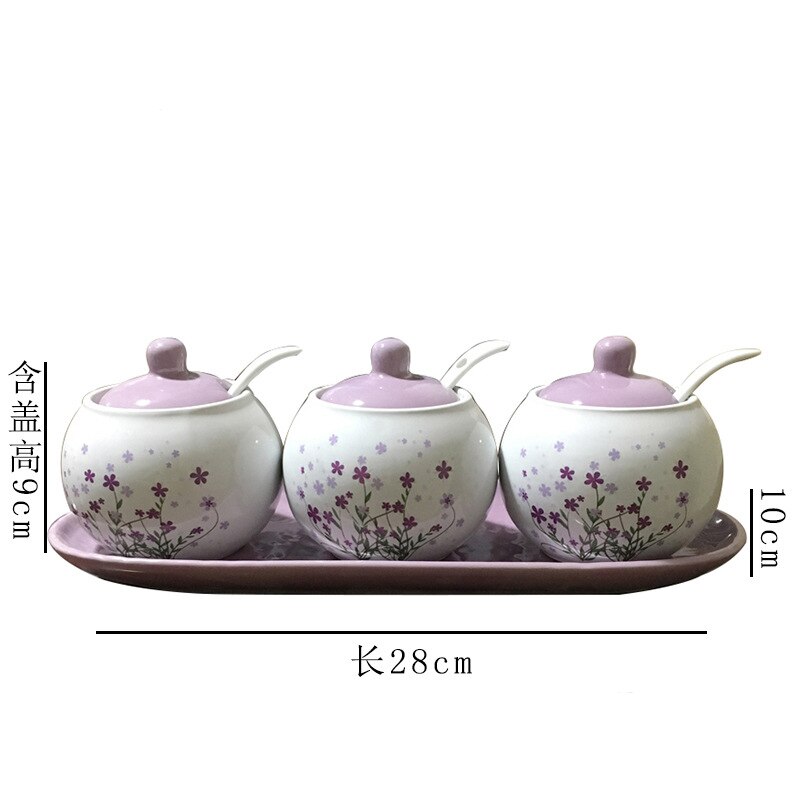 Keuken benodigdheden keramische kruiden pot set saus azijn kruiden doos lade pot zout shaker combinatie laden: A09