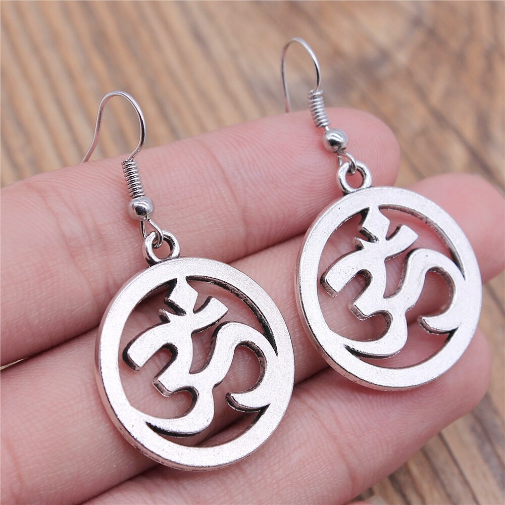 Om tecken yoga symbol örhängen yoga om symbol zen buddhism glasörhängen för kvinnor smycken: E1-b10434