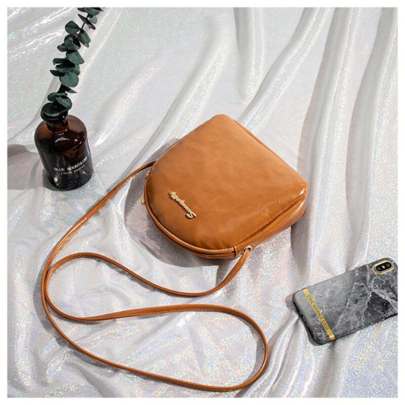 DONLEE QUEEN Shell Women Messenger Bags Cross Body Bag PU Leather Solid Vintage Mini Female Shoulder Casual Bag: Brown