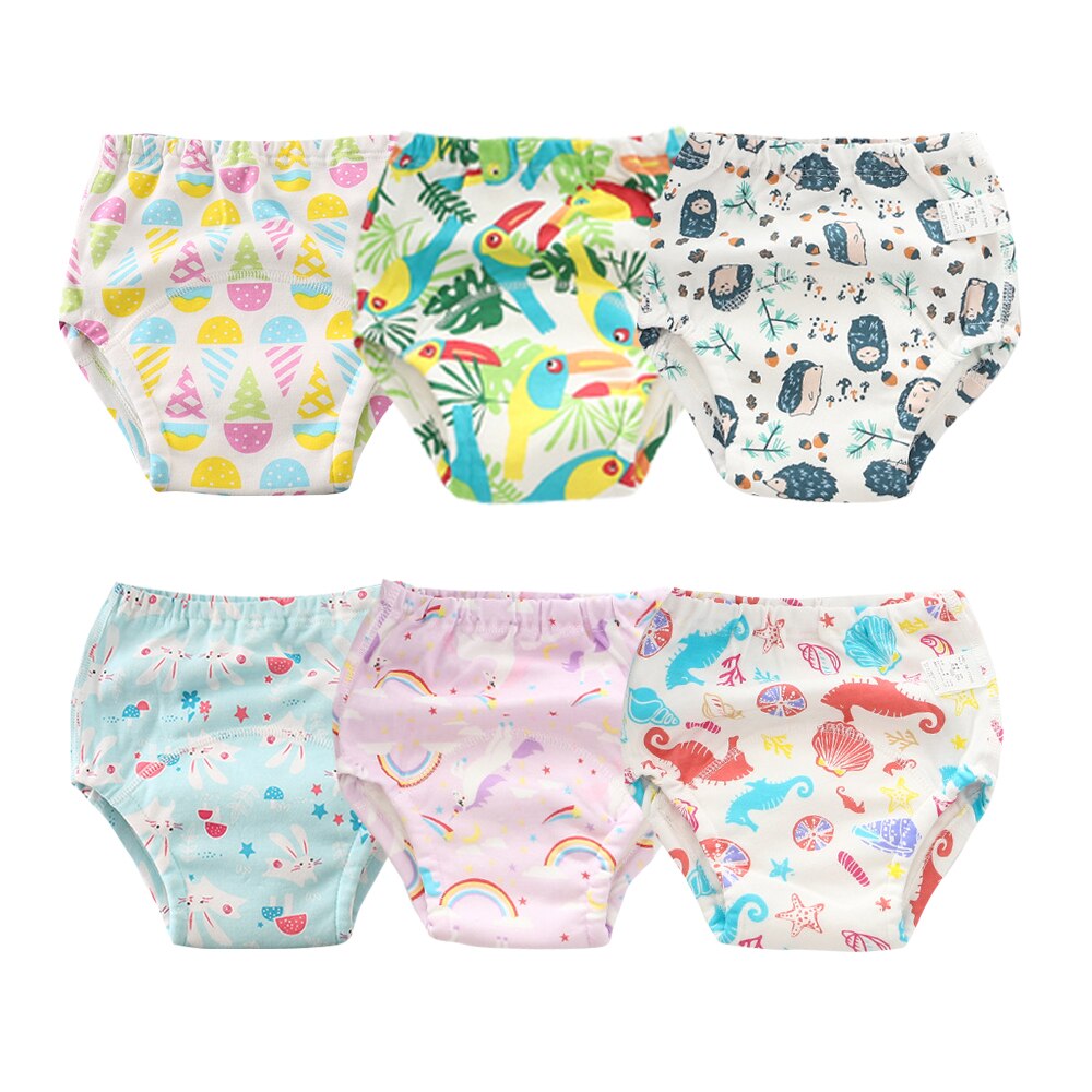 6 stuks/partij 6- laags katoenen trainingsbroekjes voor baby's stoffen luierbroekjes unisex peuter ondergoed kinderkleding onderbroekjes: 008 / 6-12 maanden oud