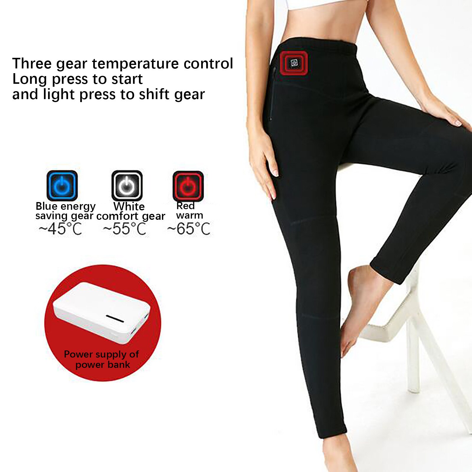 Winter Electric Heated Warm Pants Women USB Heating Elastic Intelligent Constant Temperature Heated Underwear for Camping Ski