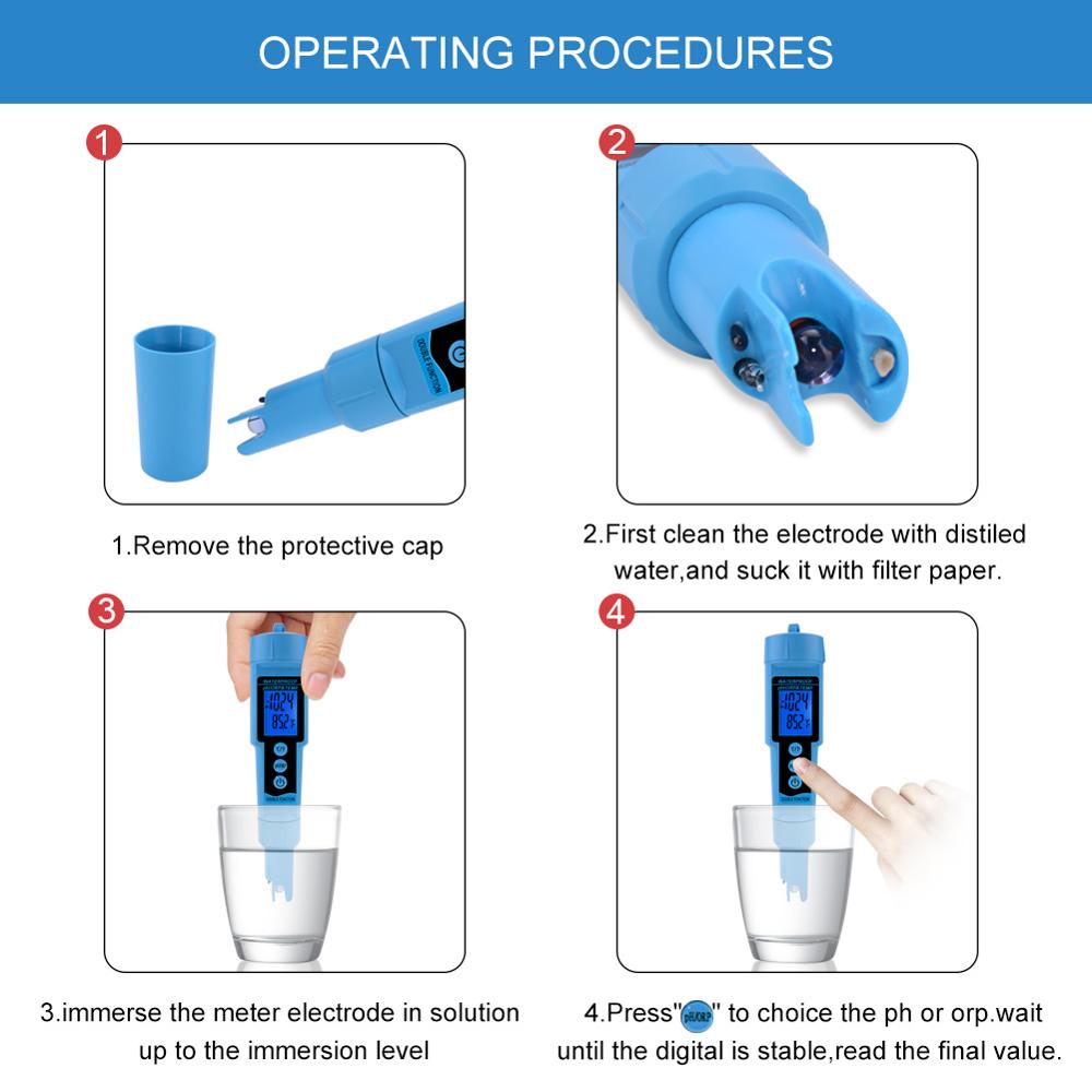 3 in 1 pH ORP TEMP Meter Water Detector Multi-parameter Digitale Tri-Meter Water Monitor tester