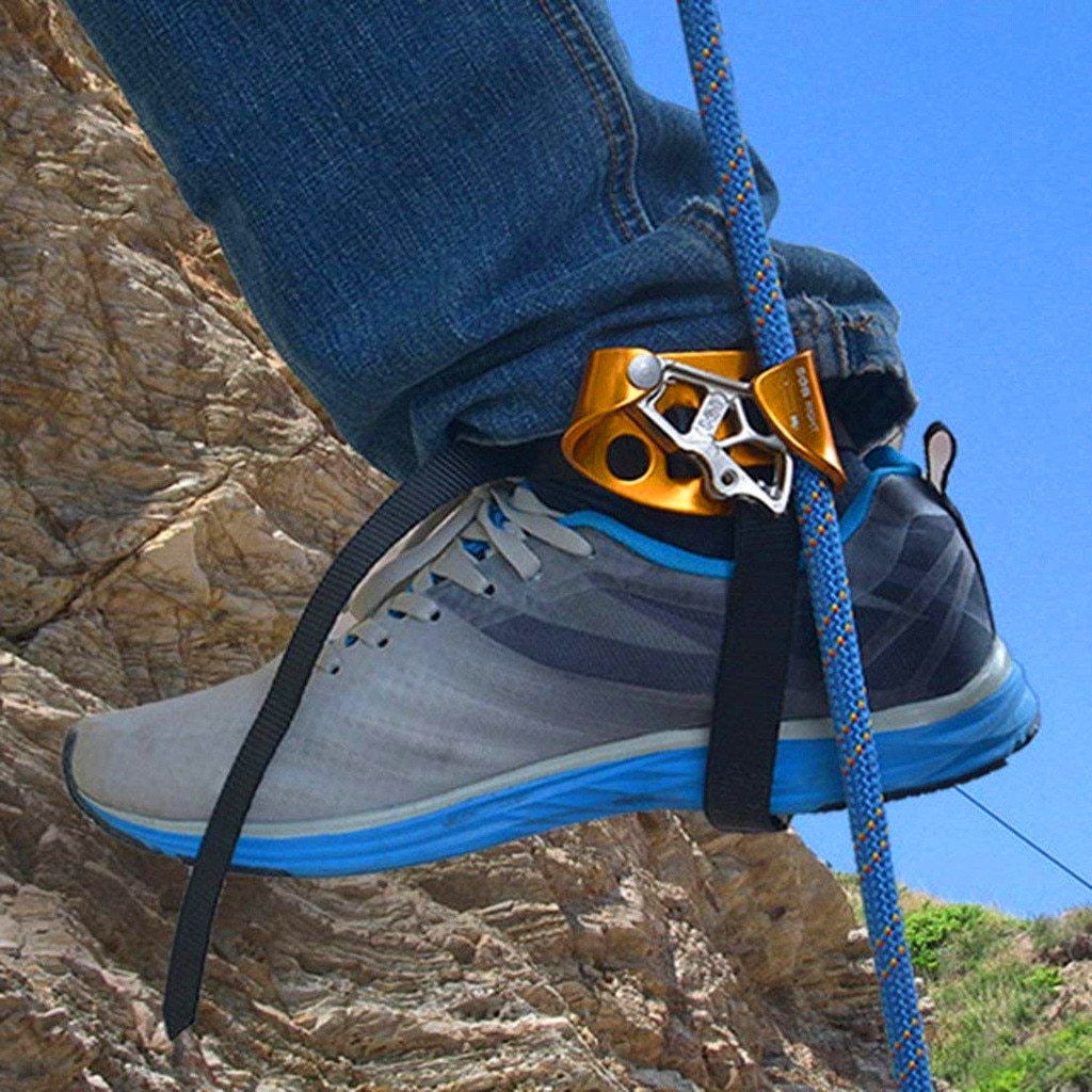 Equipamento de montanhismo para esquerda/direita, ascender do pé para áreas externas, leve e firme, dispositivo de escalada, equipamento de alpinismo seguro