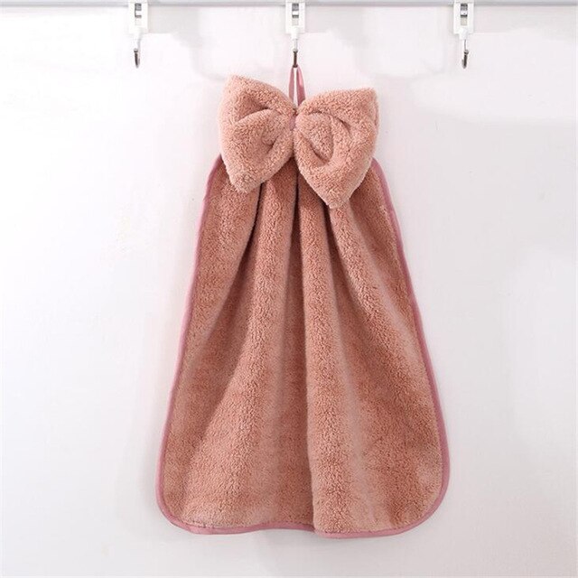 Bow Hand Towel Microfiber Fabric Quick-Dry Water absorption Dry Hanging Wash Hand Towel Kids Daily Using Kitchen Toilet Towels: color 5